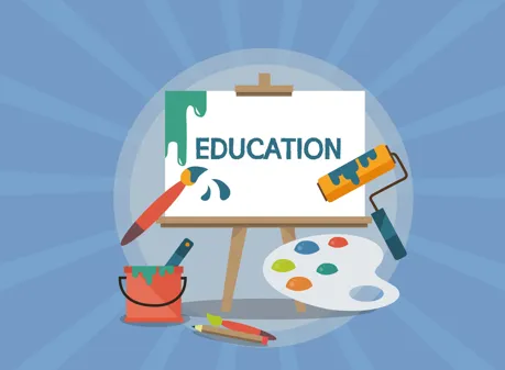 칠판에 EDUCATION이라고 적혀 있음