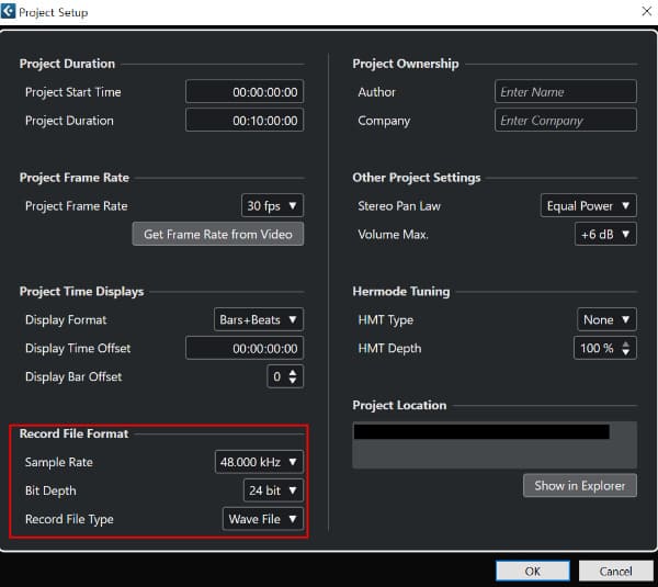 큐베이스 오디오 포맷 변경
