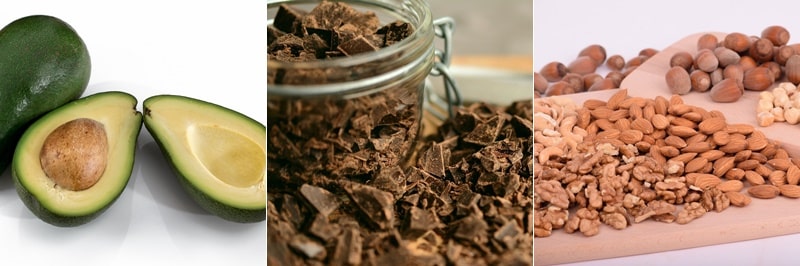 마그네슘이 풍부한 음식, 아보카도, 다크 초콜릿, 견과류