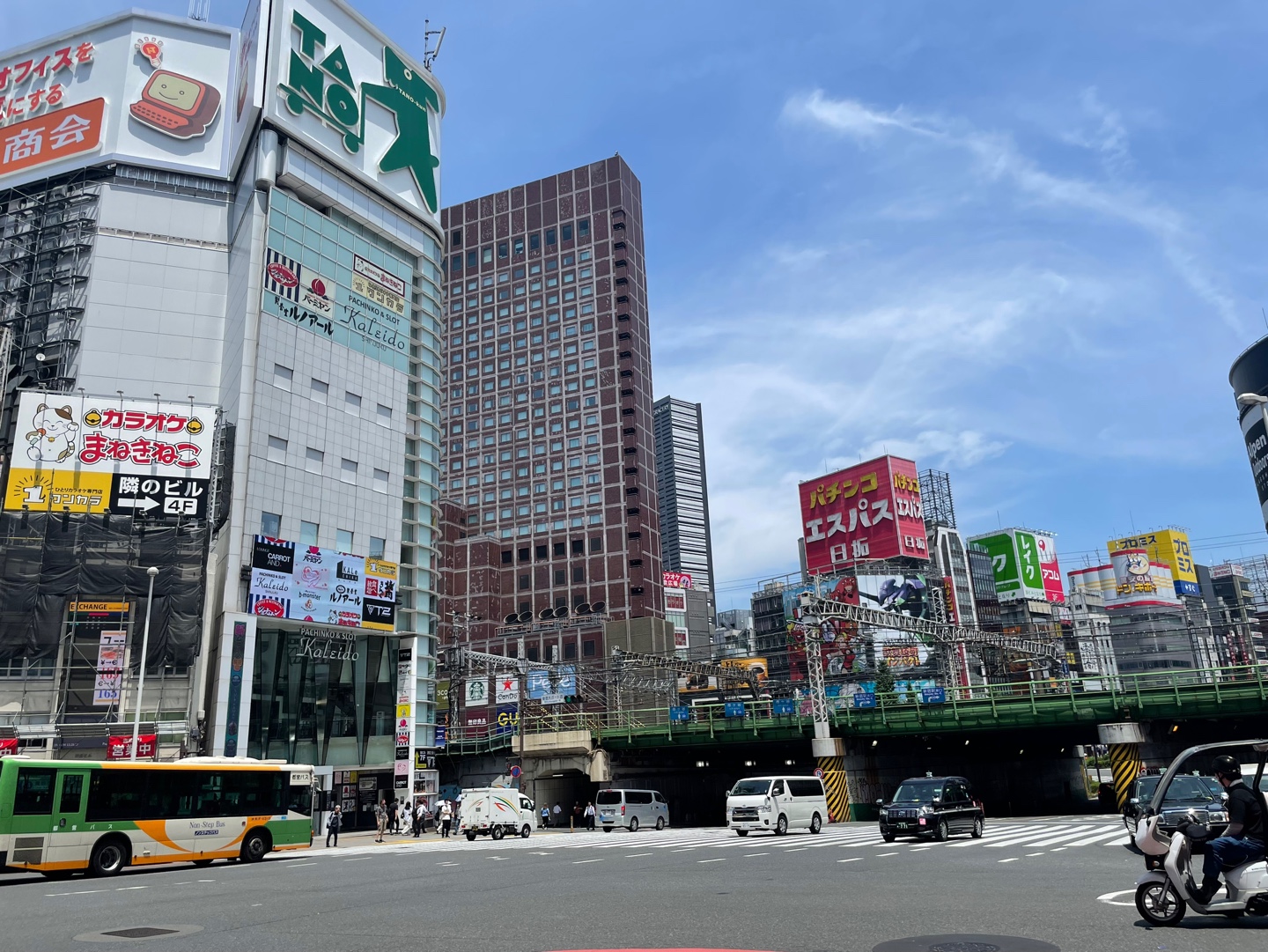 신주쿠역 인근, 고가철도 아래의 도심 스냅