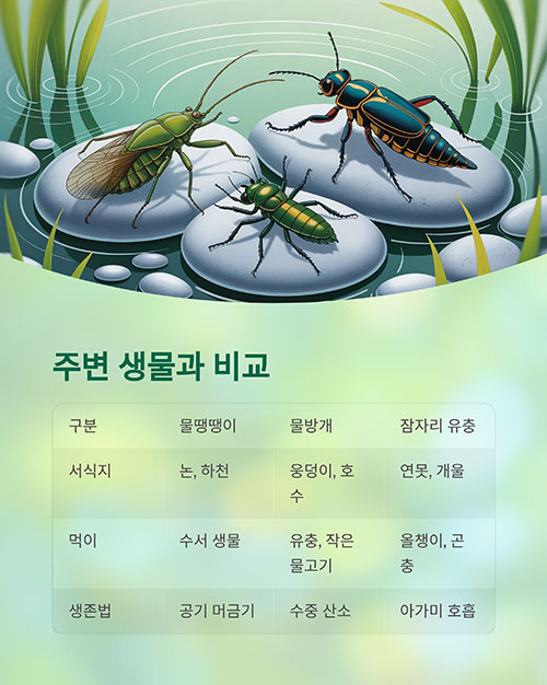 물땡땡이와 주변 생물 비교