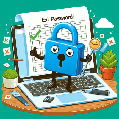 엑셀 화면에서 암호가 설정된 시트를 여러 인물이 살펴보는 장면