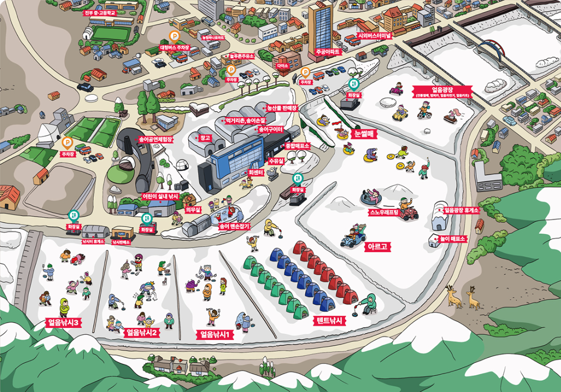 2024 2025 평창송어축제 16회 25.1.3~2.2 평창군 진부면 오대천 축제장 행사장 지도