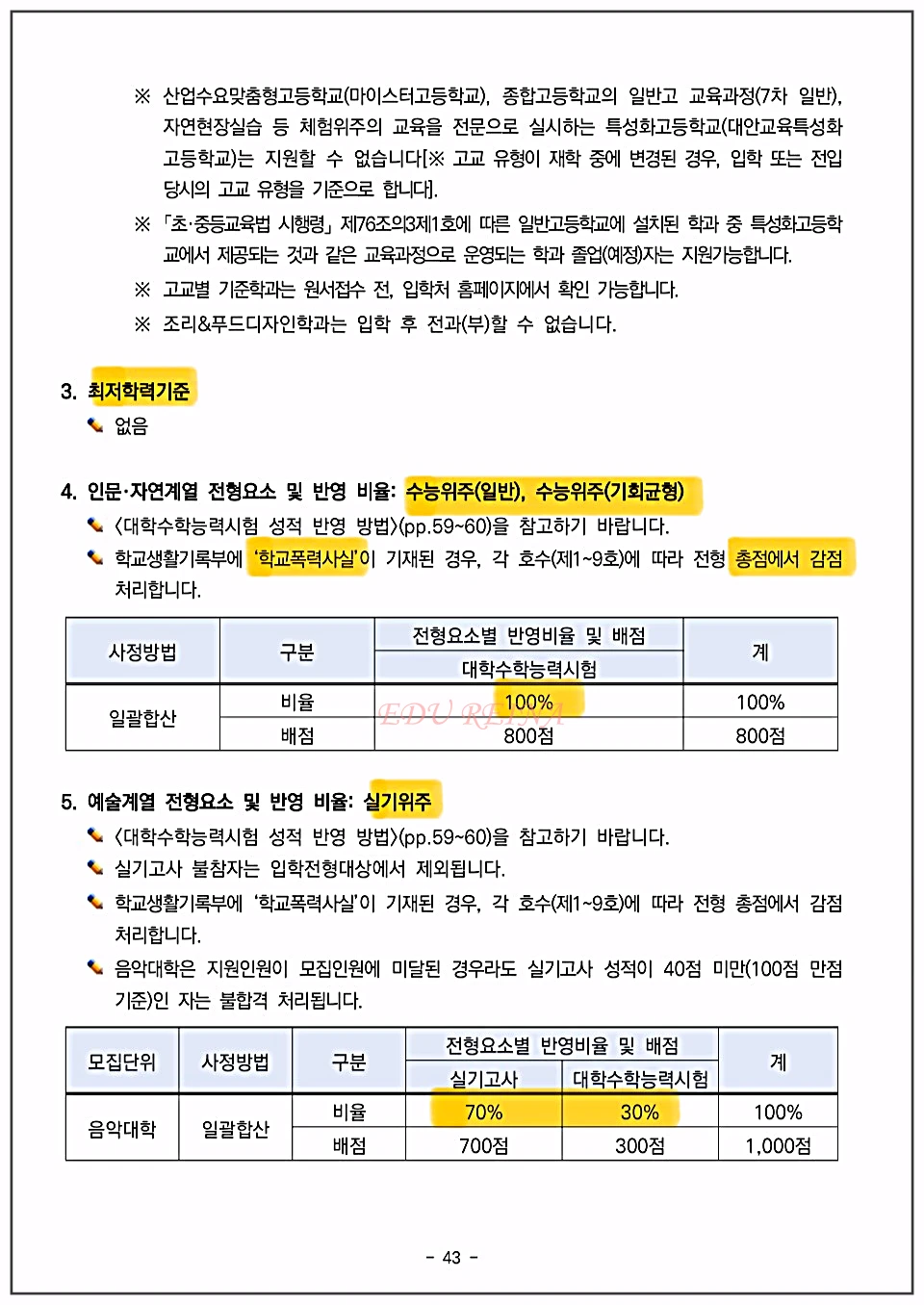 경희대-수능가군-최저학력-수능반영비율