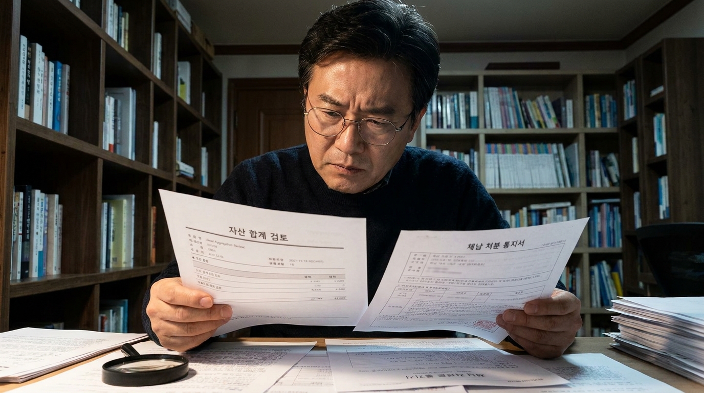 근로장려금 감액 사유인 재산 합계액 및 체납 세금을 확인하는 모습
