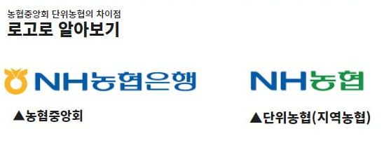 농협중앙회, 단위농협 차이 및 구분방법