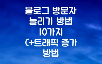 블로그 방문자 늘리기 방법 10가지 (+트래픽 증가 방법)