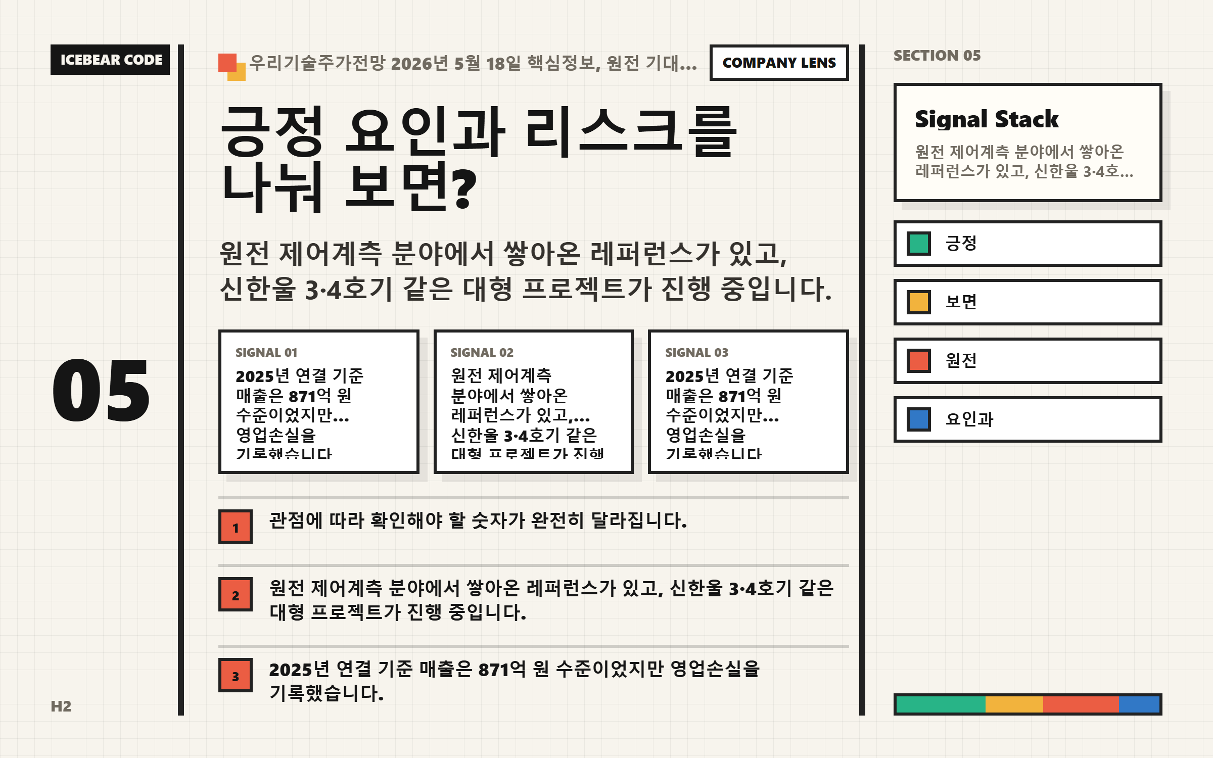긍정 요인과 리스크를 나눠 보면 핵심 지표 이미지