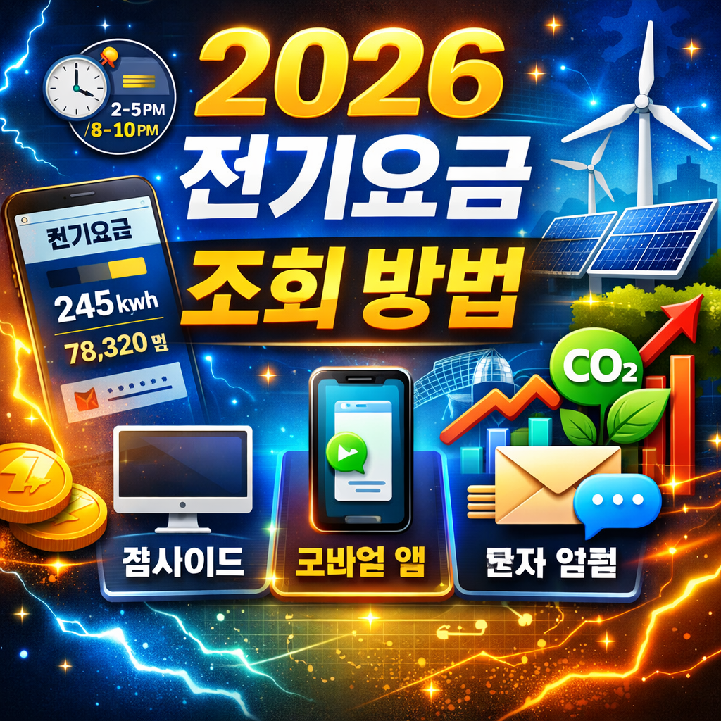 2026년 달라진 전기요금 체계, 스마트하게 확인하는 3가지 방법! 사이버지점, 모바일 앱, 문자 알림까지 한눈에 정리된 전기요금 조회 가이드입니다. 요금제 변화와 절약 팁까지 지금 확인해보세요.