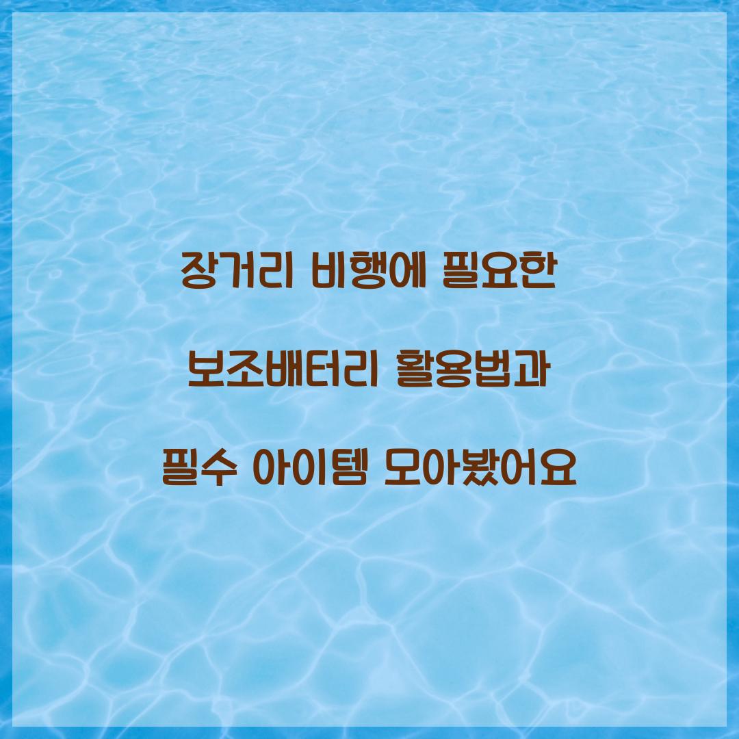 장거리 비행에 필요한 보조배터리 활용법