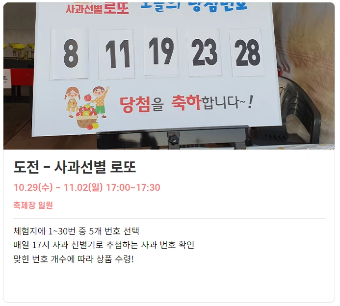 도전-사과 선별 로또 사진