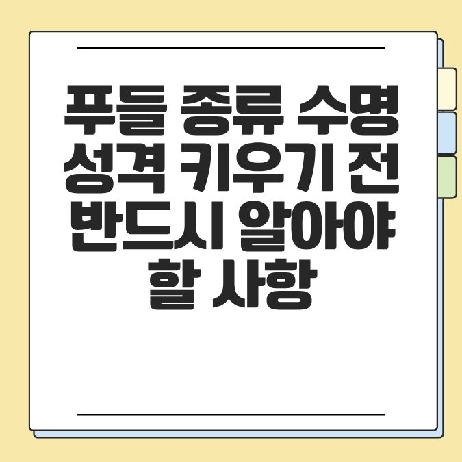 푸들 종류 수명 성격 키우기 전 반드시 알아야 할 사항