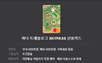 트래블로그 SKYPASS 신용카드 7