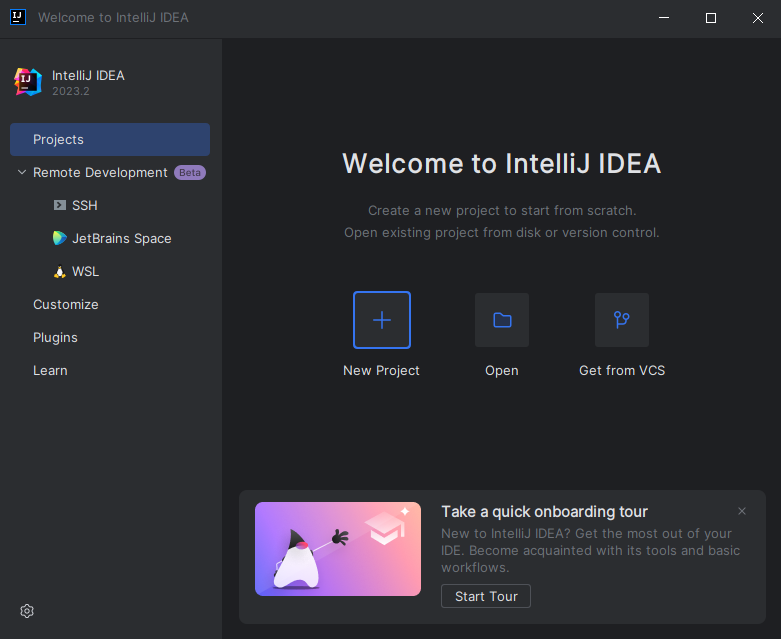 IntelliJ 초기 화면