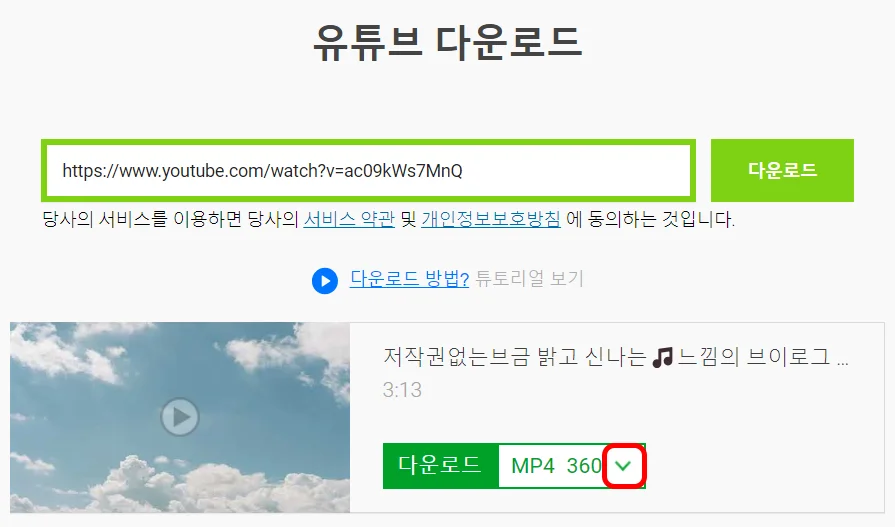 유튜브 동영상 다운로드