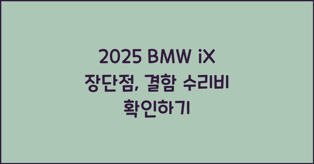 2025 BMW iX 장단점 결함 수리비