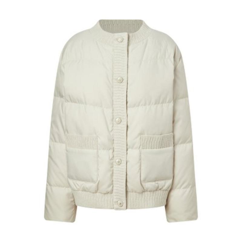 헤지스레이디스 단색 니트배색 레귤러 구스다운 캐주얼 점퍼 HSJU-3D906