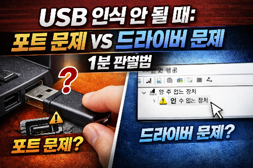 USB 인식 안 될 때 60초 진단: 포트 vs 드라이버, 먼저 갈라치기