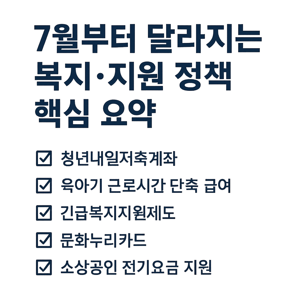 7월부터 달라지는 복지&middot;지원 정책 핵심 요약