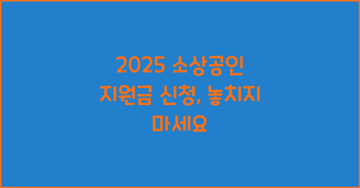 2025 소상공인 지원금 신청