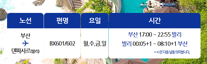 부산-발리 직항 스케줄