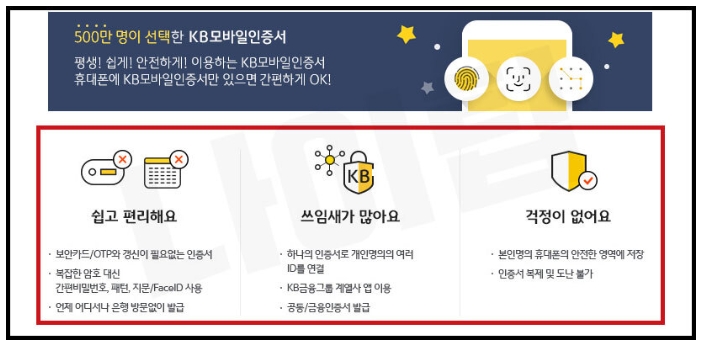 KB 모바일 인증서 (출처:KB국민은행)