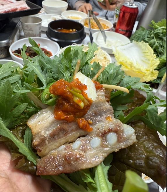 삼겹살 쌈 사진