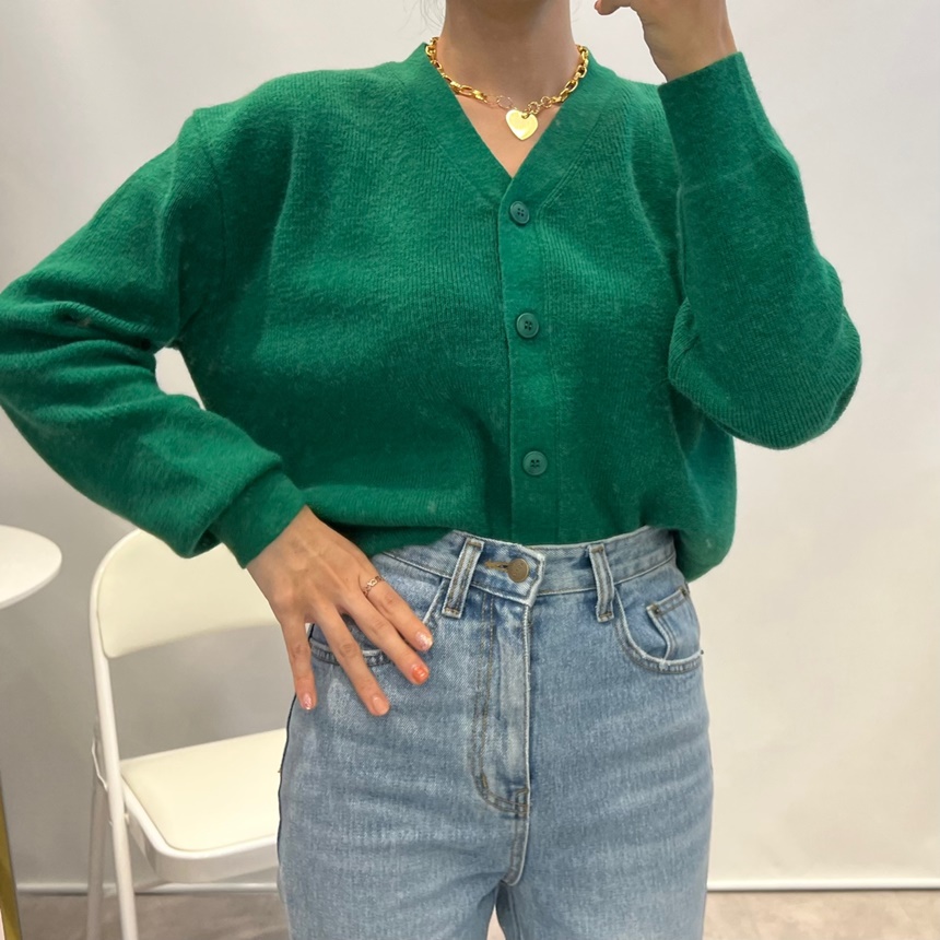 초록가디건 앙고라 울 고급소재 니트 가디건