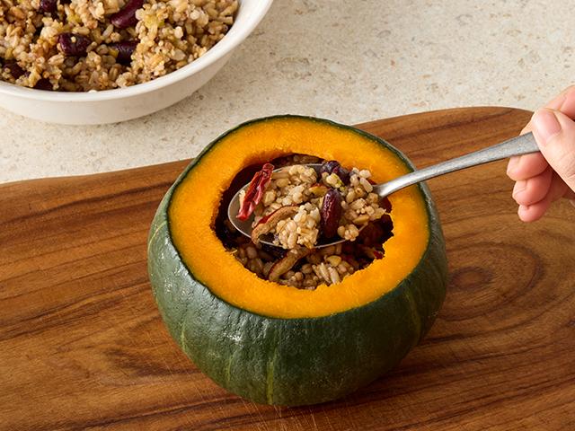 단호박 영양밥 레시피 단호박 속 채우기