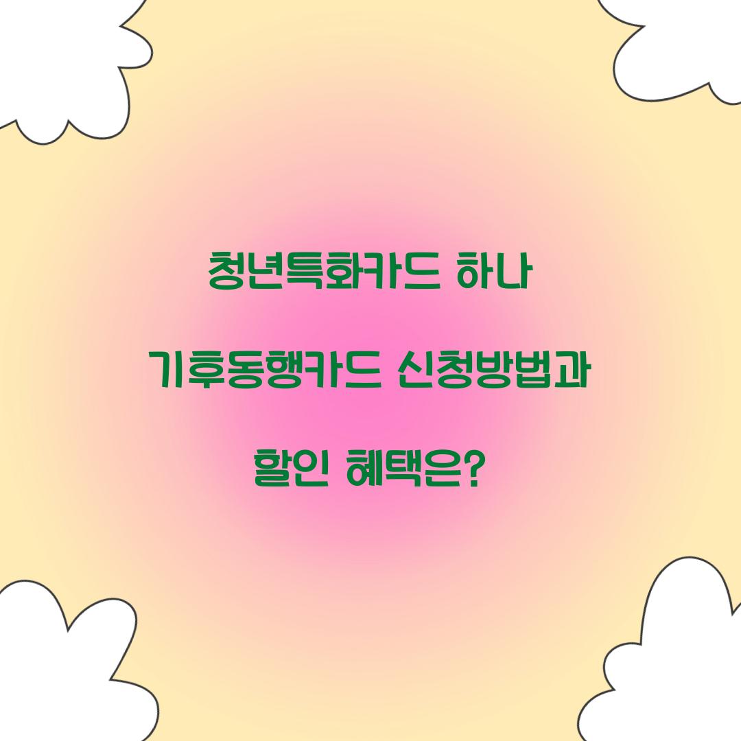 청년특화카드 하나 기후동행카드
