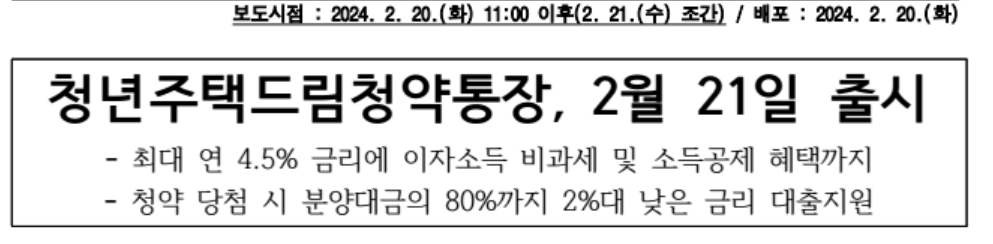 청년주택드림 청약통장