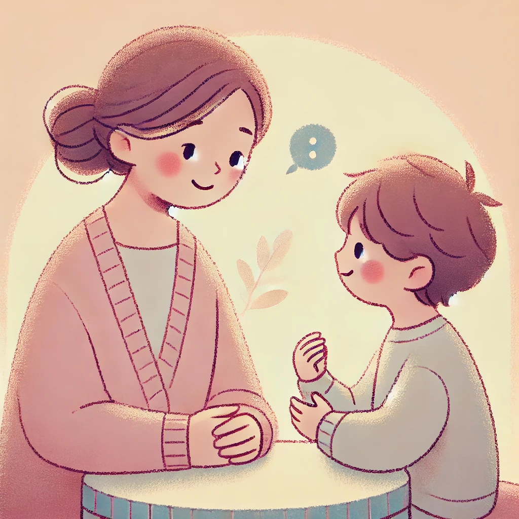 엄마와 아이가 바라보고 있는 따뜻한 이미지