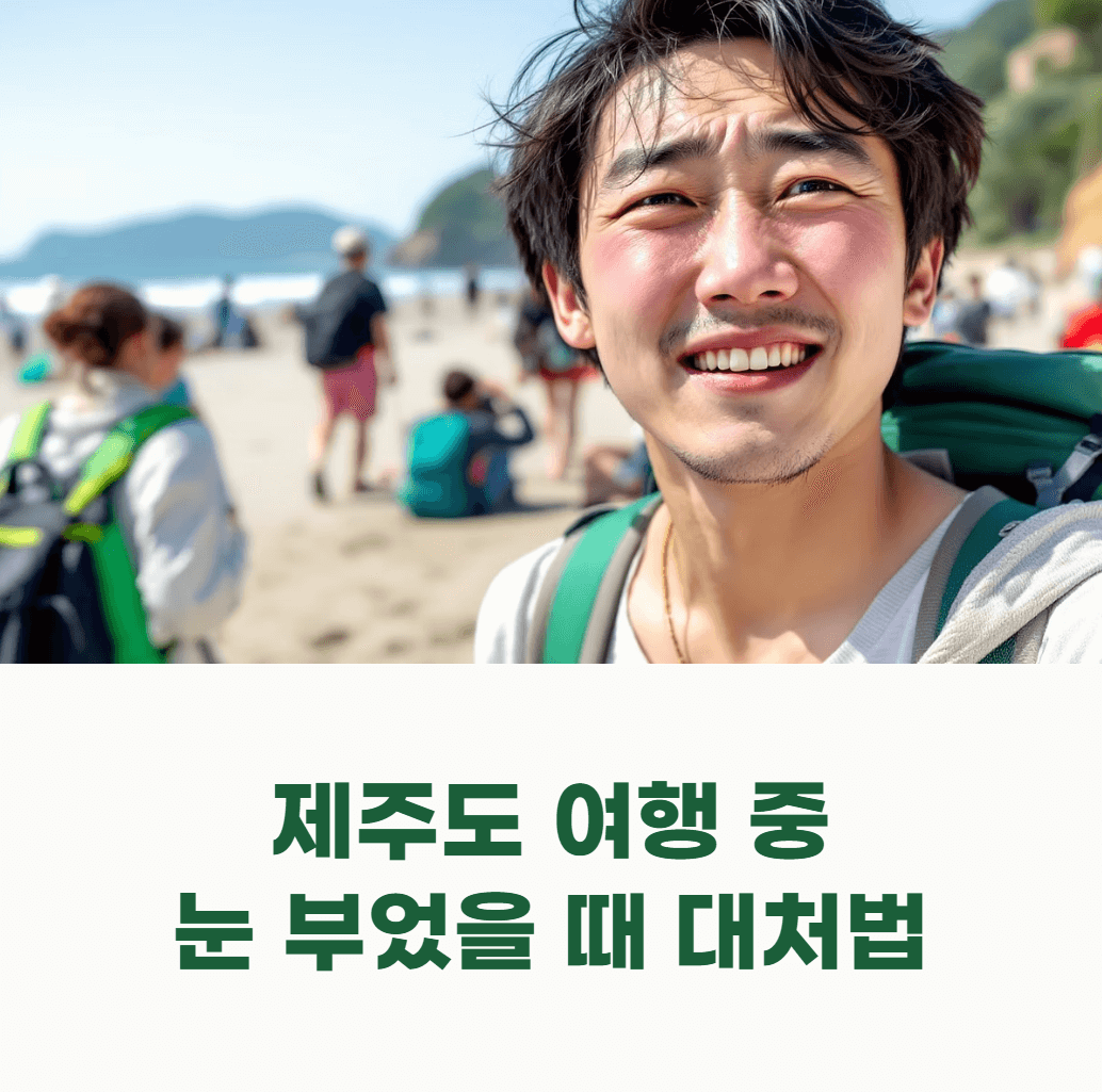 제주도 여행 중 눈이 부은 남자
