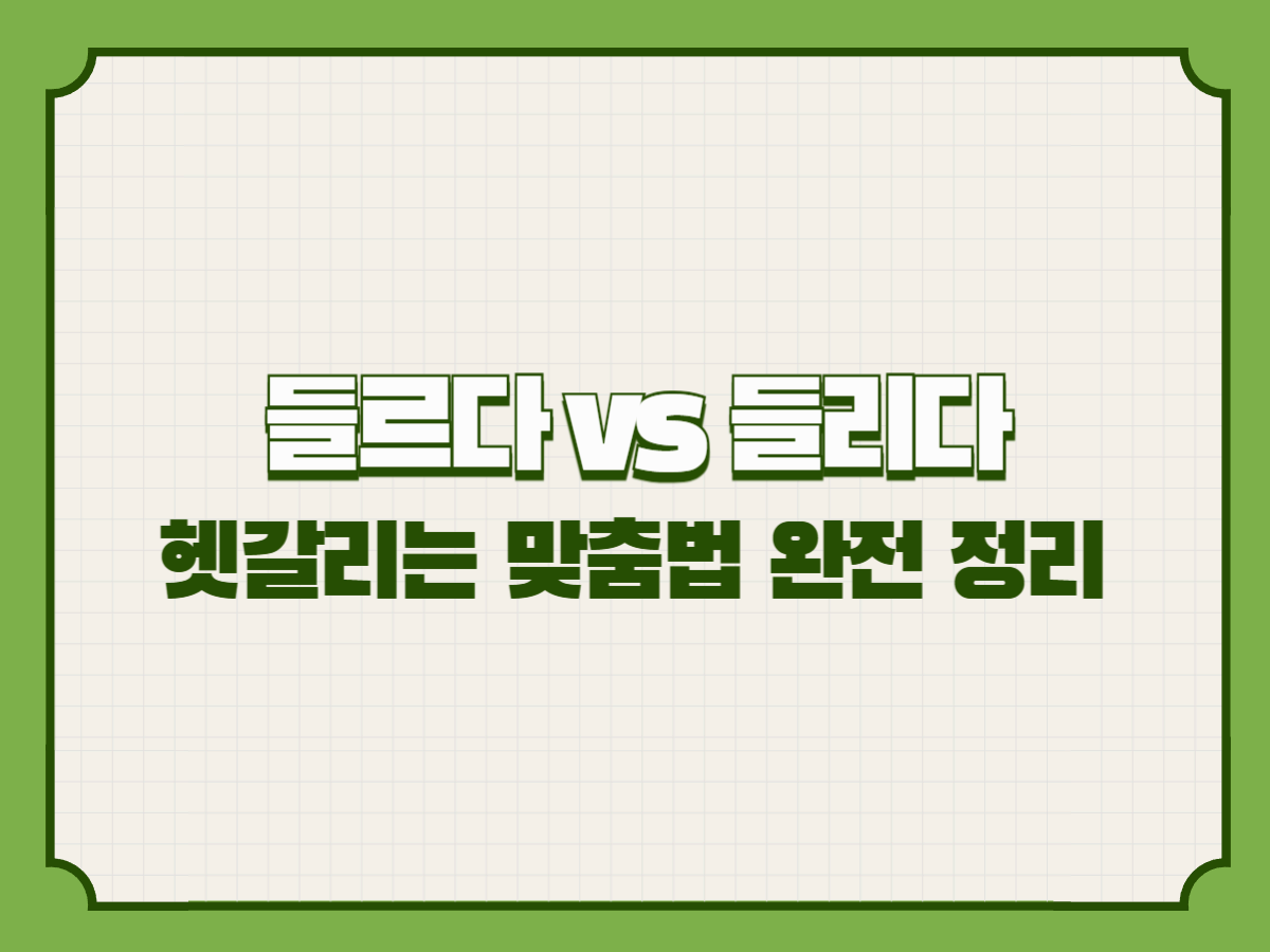 들르다 vs 들리다 – 헷갈리는 맞춤법 완전 정리
