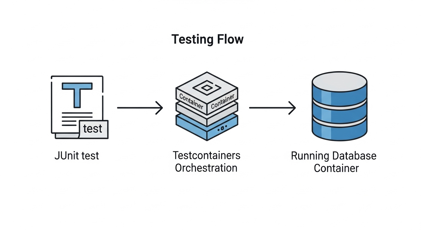 Test Execution Flow (JUnit → Container → DB)