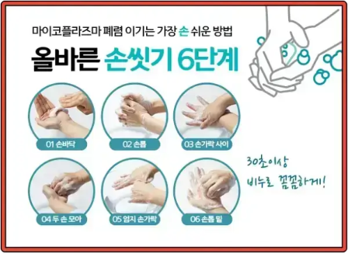 올바른 손씻는 6단계 과정을 사진과 함께 설명