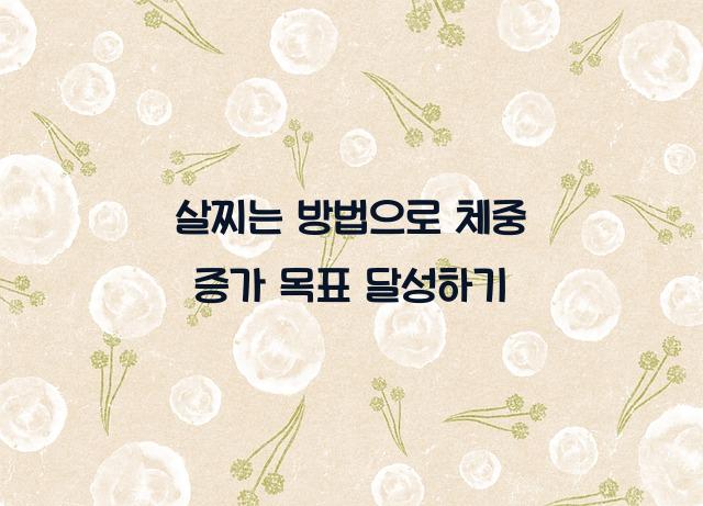 살찌는 방법
