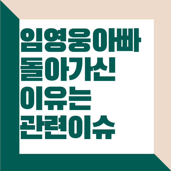 임영웅 아버지 돌아가신 이유