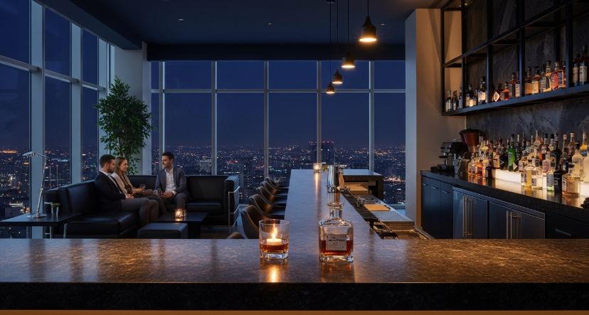 깊은 밤의 모던 바 카운터