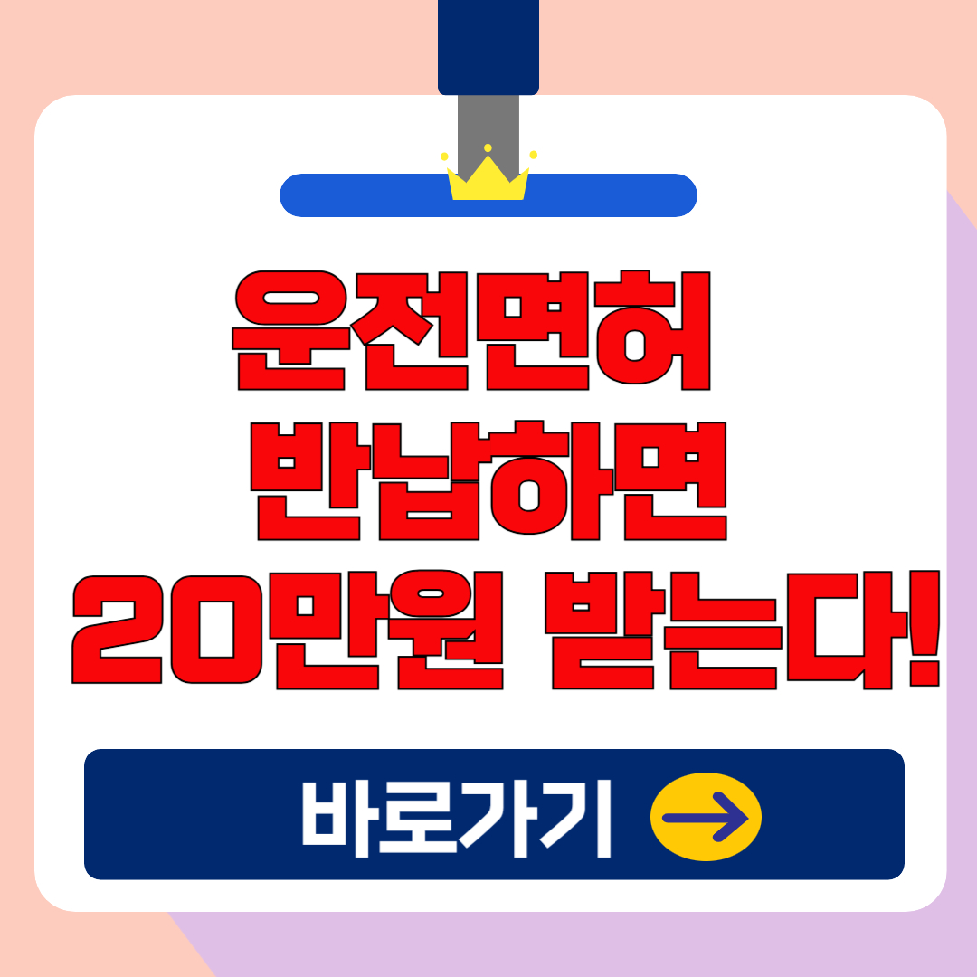 2025 고령자 운전면허 반납혜택(20만원) 총정리! 선착순!!