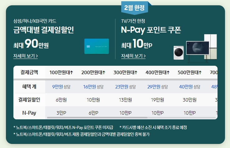 삼성전자 결제일 할인과 포인트 적립 홍보 포스터