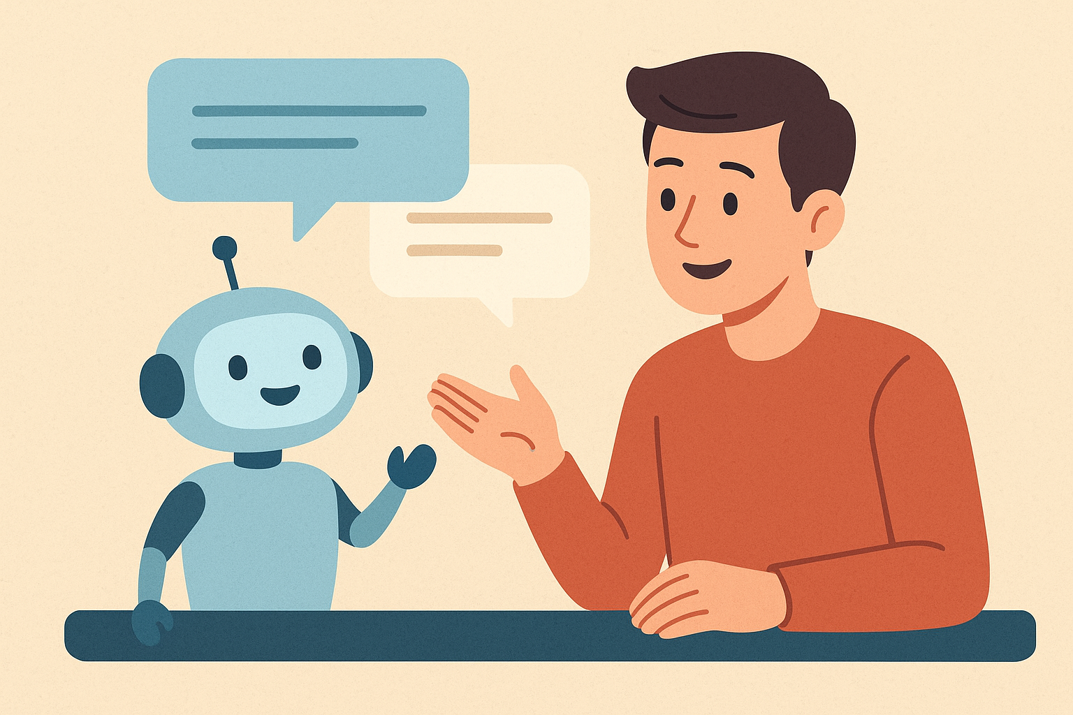 챗봇과 사람이 대화하는 일러스트