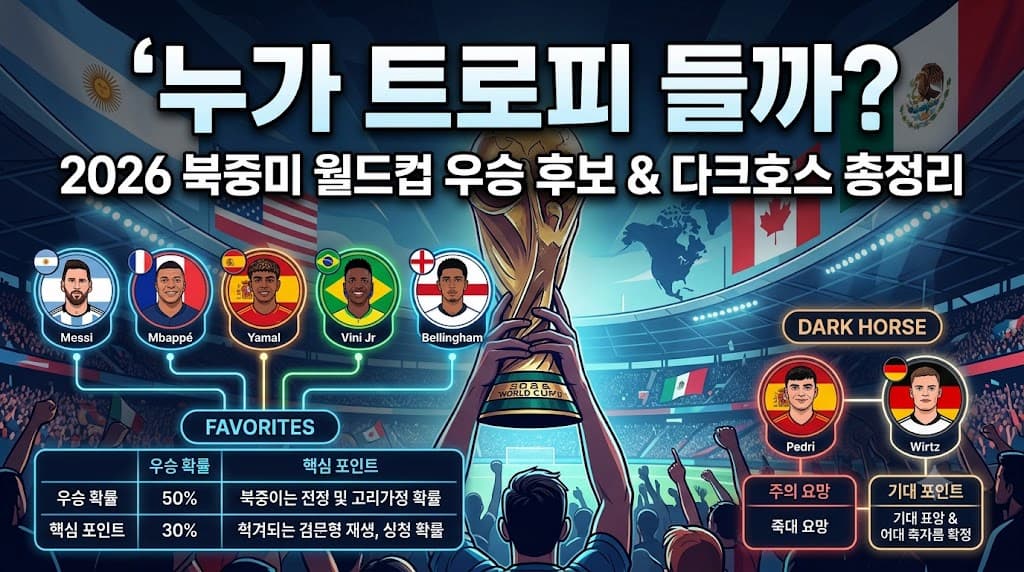 2026 북중미 월드컵 우승 후보 스페인 프랑스 잉글랜드 아르헨티나 브라질 다크호스 총정리