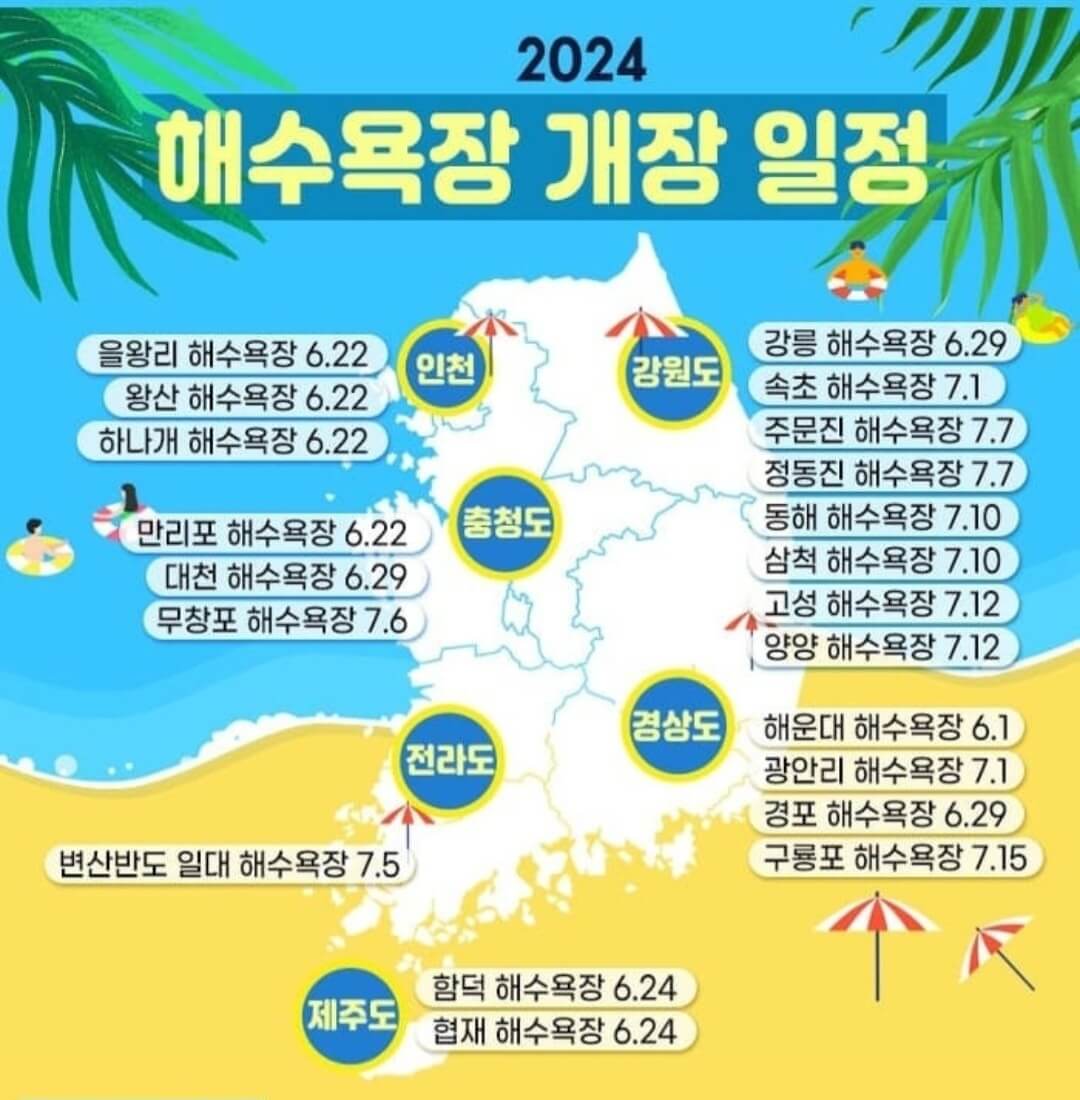 2024 해수욕장 개장 지도