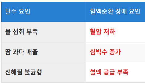 탈수와 혈액순환 장애