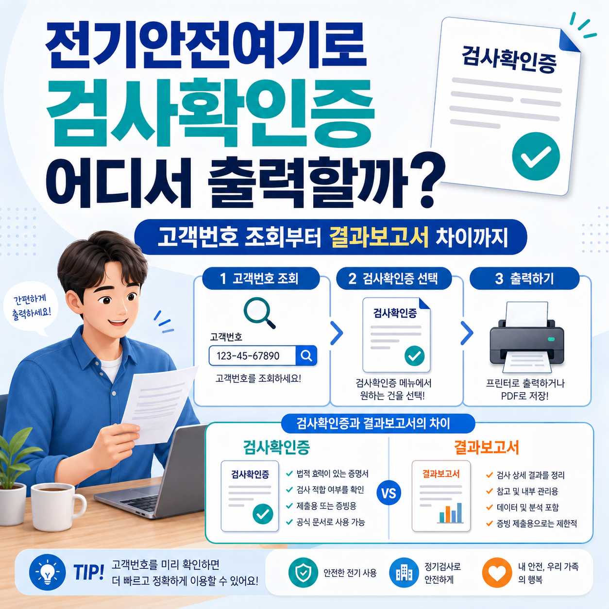 전기안전여기로 검사확인증 어디서 출력할까? 고객번호 조회부터 결과보고서 차이까지