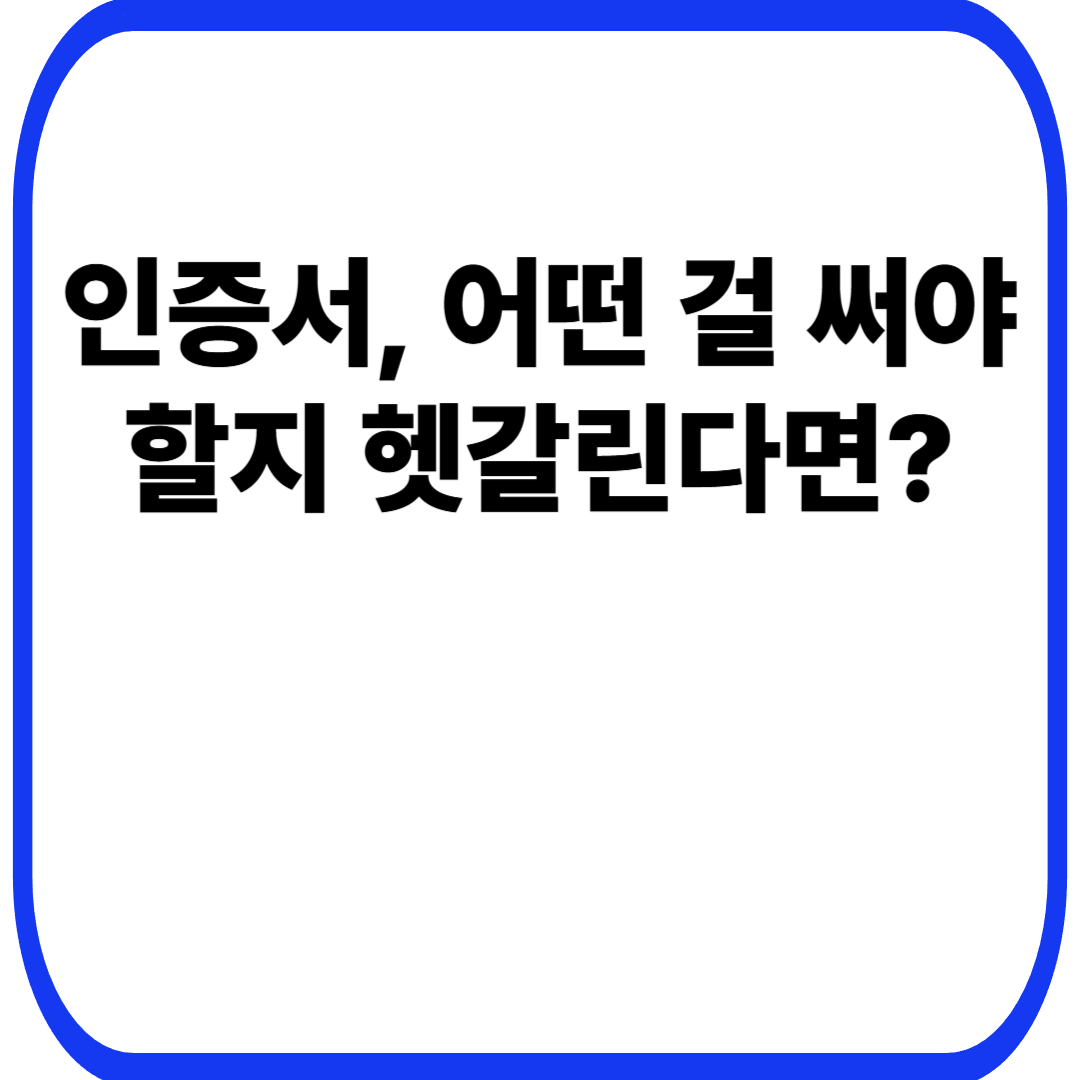 인증서, 어떤 걸 써야 할지 헷갈린다면?
