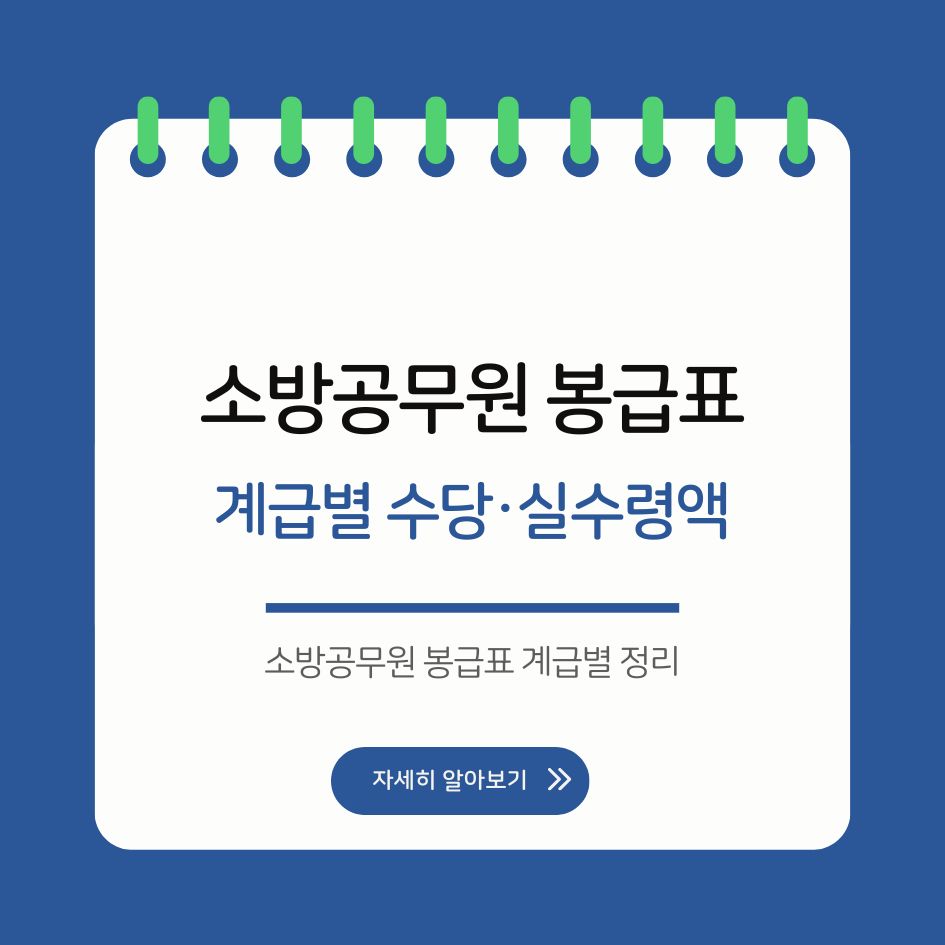 2025년 소방공무원 봉급표 계급별 정리