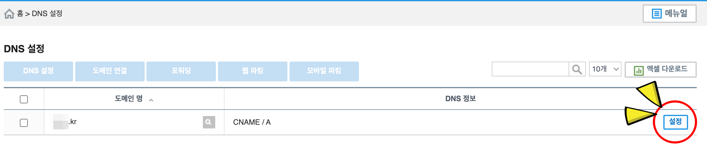도메인 선택 후 설정