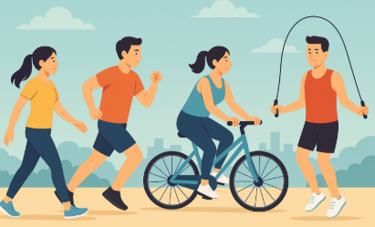 유산소 운동을 하는 사람들 사진